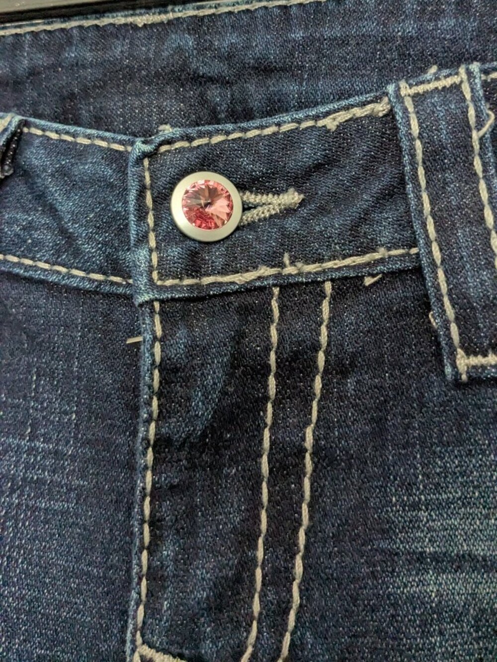 True Religion Women's Blue Boot cut Jeans Size 32 Rhinestone Made In USA . - Picture 6 of 14
